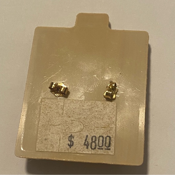 Vintage 14k gold marked cameo oval fan shell dangle post earrings as is - Picture 12 of 14